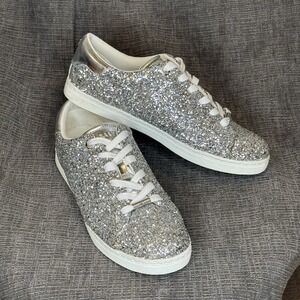 Ted Baker FIKIAA Silver Glitter Athletic Shoe 37.5 EU/7.5 US.  Preowned EUC